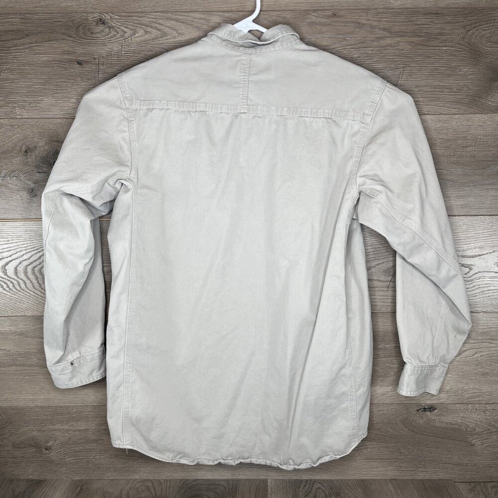 Wrangler Riggs Workwear Button Down Shirt Mens Lg Button Up Pocket Taupe Khaki - Picture 7 of 11